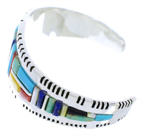 Southwest Jewelry Multicolor Sterling Silver Cuff Bracelet EX27335